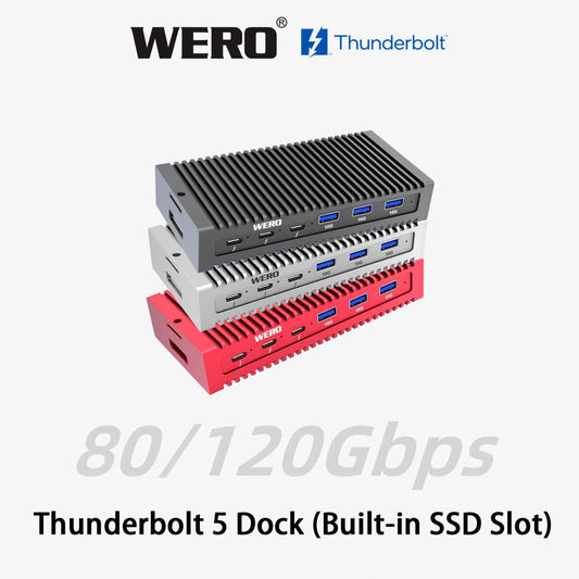 WERO Thunderbolt 5 1M2-DOCK Docking Station | 120Gbps PCIe 5.0 SSD Enclosure, 3x Thunderbolt 5 Ports, 5GbE LAN, for Mac & Windows