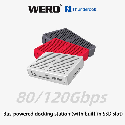 WERO Thunderbolt 5 Power-Free Dock | 3x DP 2.1, Built-in PCIe 5.0 SSD Enclosure, 7000MB/s, for Mac & Windows