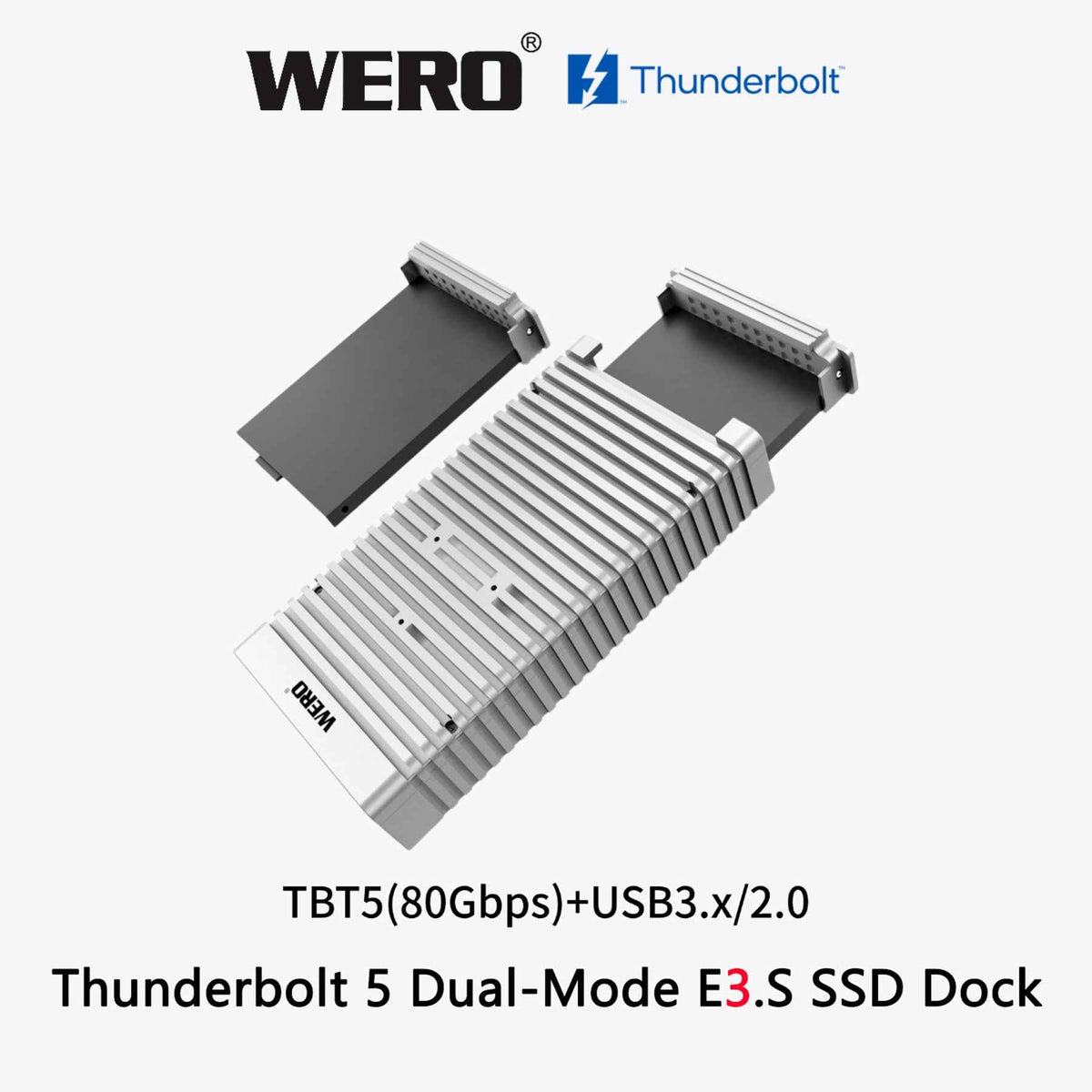 WERO Thunderbolt 5 SSD Enclosure Gen 2 – 6,000MB/s Portable NVMe M.2 Case, Active Cooling, Tool‑Free, for Mac & PC