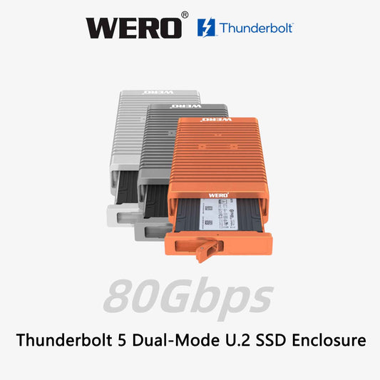 Aowell Thunderbolt 5 U.2 NVMe SSD Enclosure – 80Gbps, Single Bay, PCIe 4.0, Desktop Aluminum