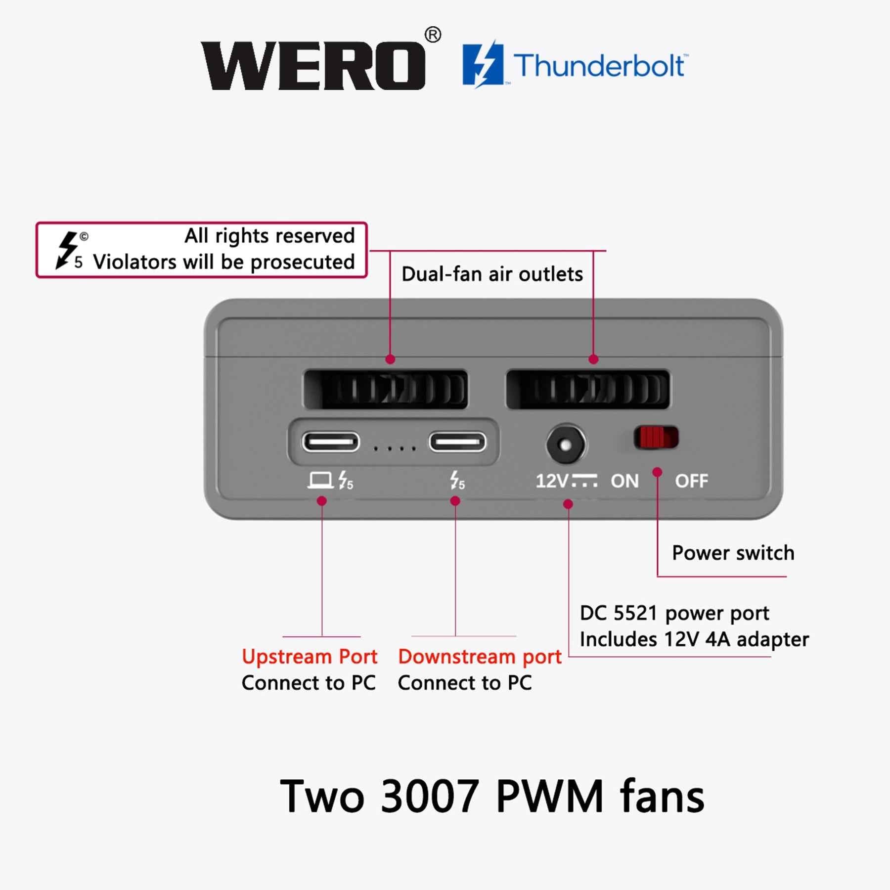 Aowell Thunderbolt 5 U.2 NVMe SSD Enclosure – 80Gbps, Single Bay, PCIe 4.0, Desktop Aluminum