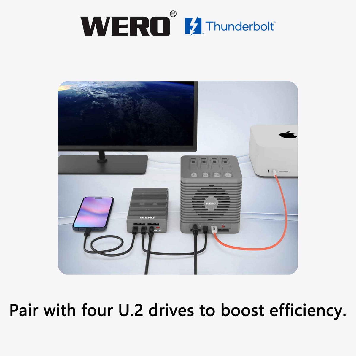 Aowell Thunderbolt 5 U.2 NVMe SSD Enclosure – 80Gbps, Single Bay, PCIe 4.0, Desktop Aluminum
