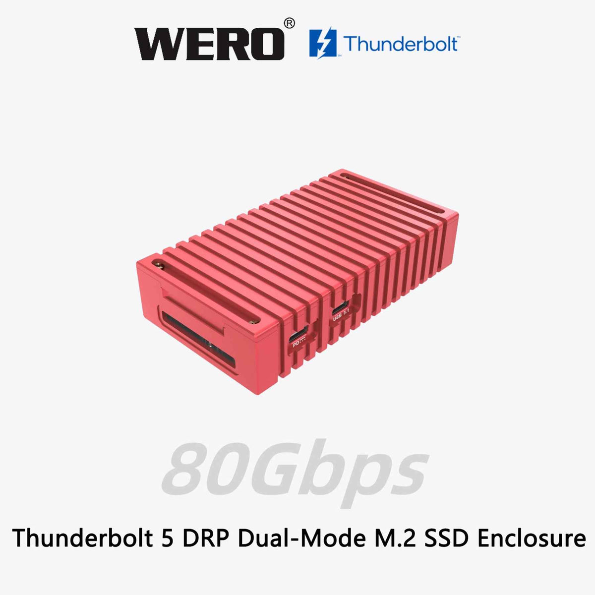 Aowell Thunderbolt 5 M.2 NVMe SSD Enclosure – 80Gbps, Single PCIe 4.0 Slot, Portable Desktop Aluminum Design