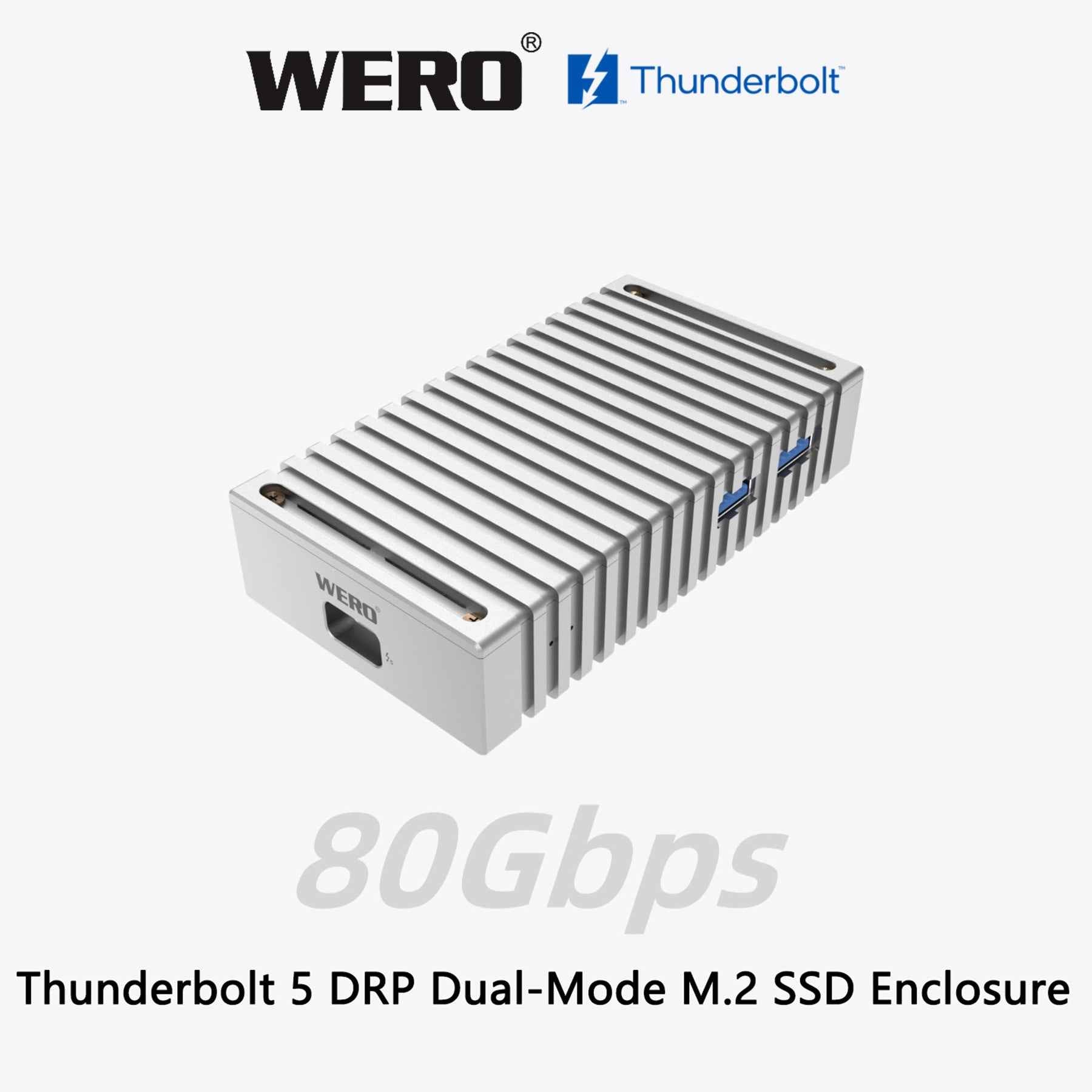 Aowell Thunderbolt 5 M.2 NVMe SSD Enclosure – 80Gbps, Single PCIe 4.0 Slot, Portable Desktop Aluminum Design