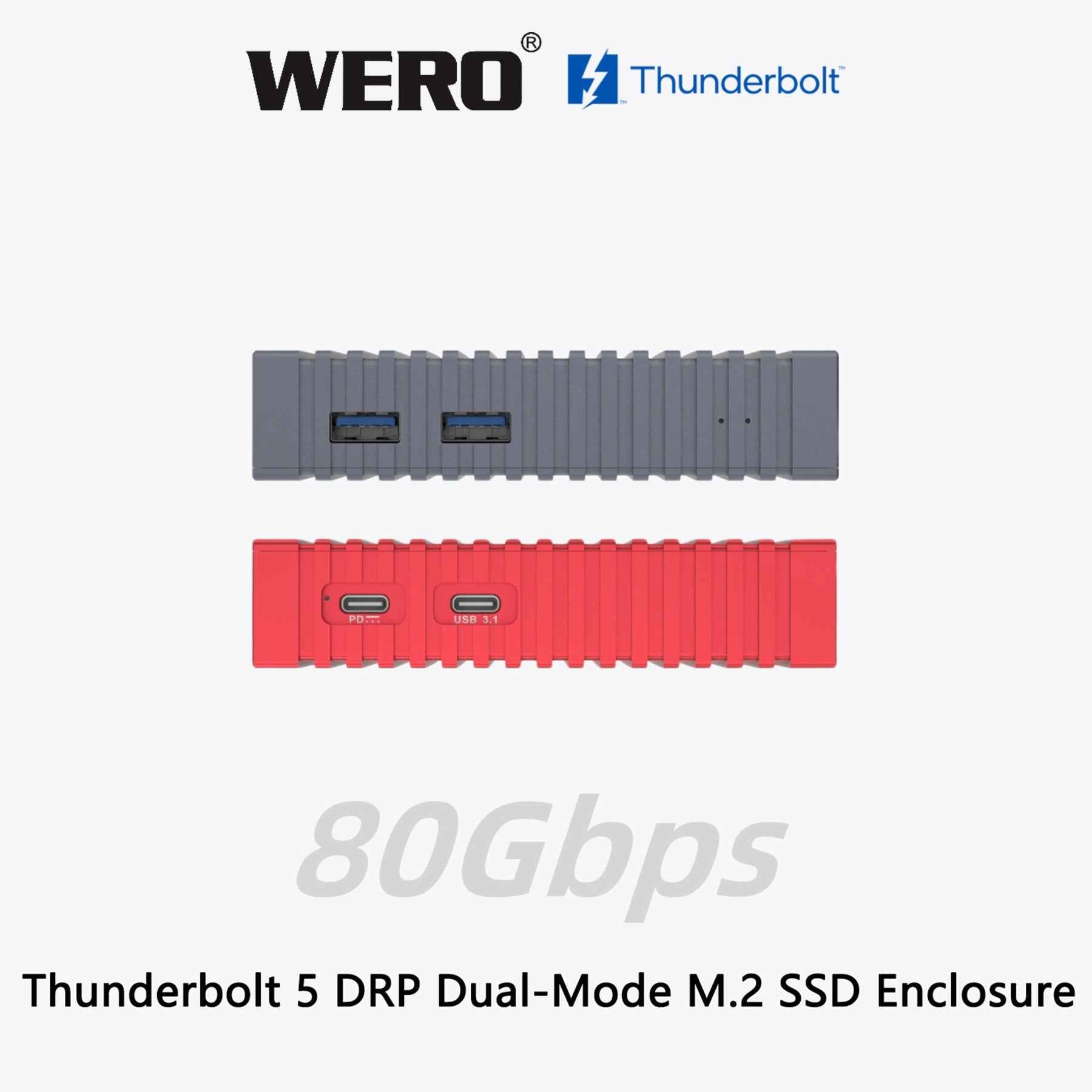 Aowell Thunderbolt 5 M.2 NVMe SSD Enclosure – 80Gbps, Single PCIe 4.0 Slot, Portable Desktop Aluminum Design