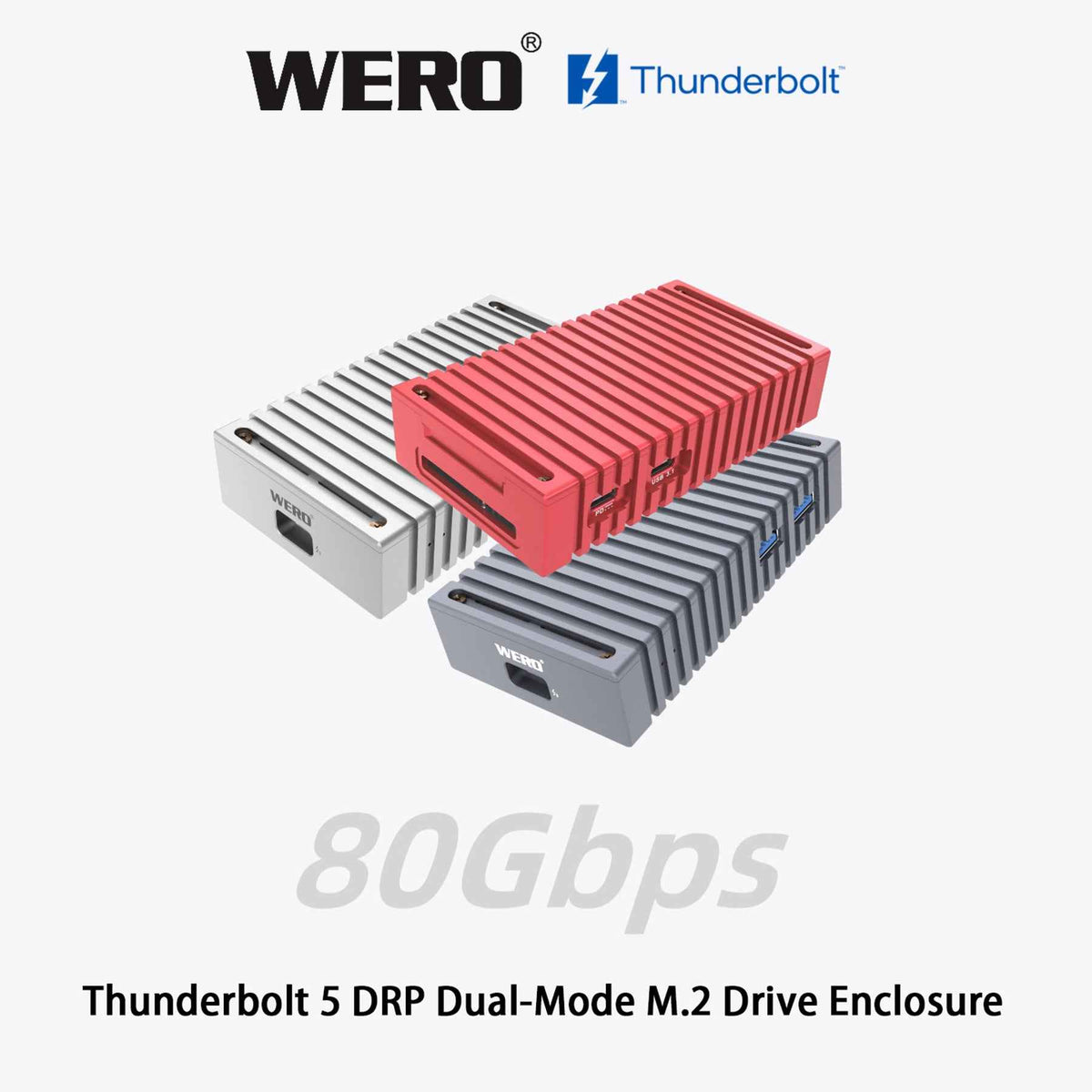 WERO Thunderbolt 5 DRP Dual-Mode M.2 SSD Enclosure | 80Gbps, PCIe 5.0, Bus-Powered, for Mac & Windows