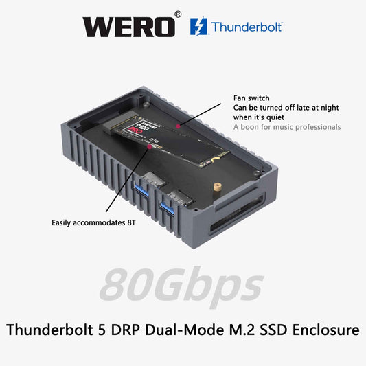 Aowell Thunderbolt 5 M.2 NVMe SSD Enclosure – 80Gbps, Single PCIe 4.0 Slot, Portable Desktop Aluminum Design