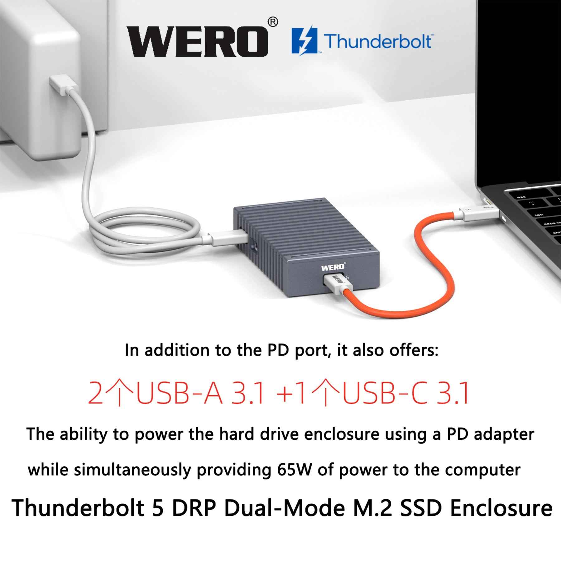 Aowell Thunderbolt 5 M.2 NVMe SSD Enclosure – 80Gbps, Single PCIe 4.0 Slot, Portable Desktop Aluminum Design