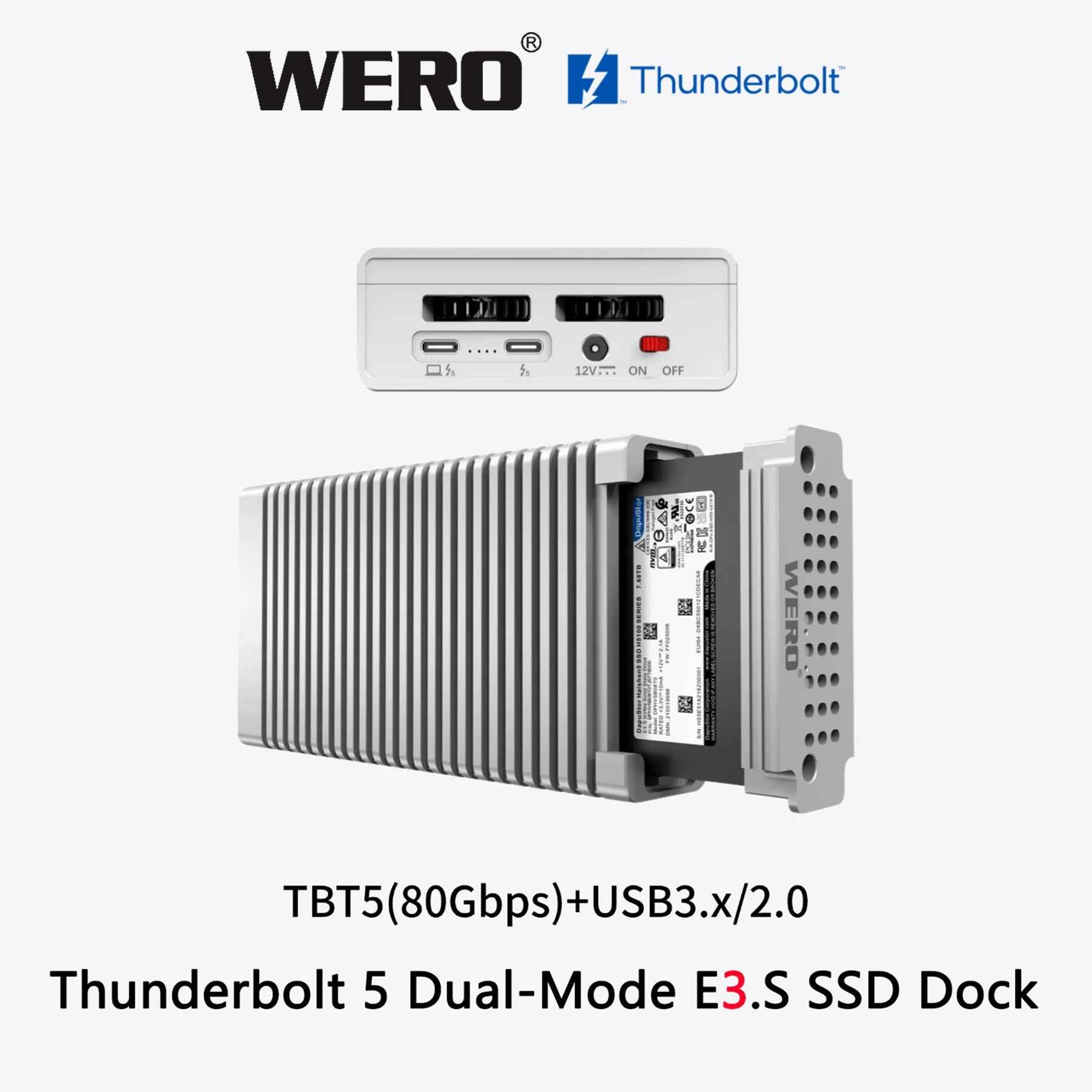 WERO Thunderbolt 5 SSD Enclosure Gen 2 – 6,000MB/s Portable NVMe M.2 Case, Active Cooling, Tool‑Free, for Mac & PC