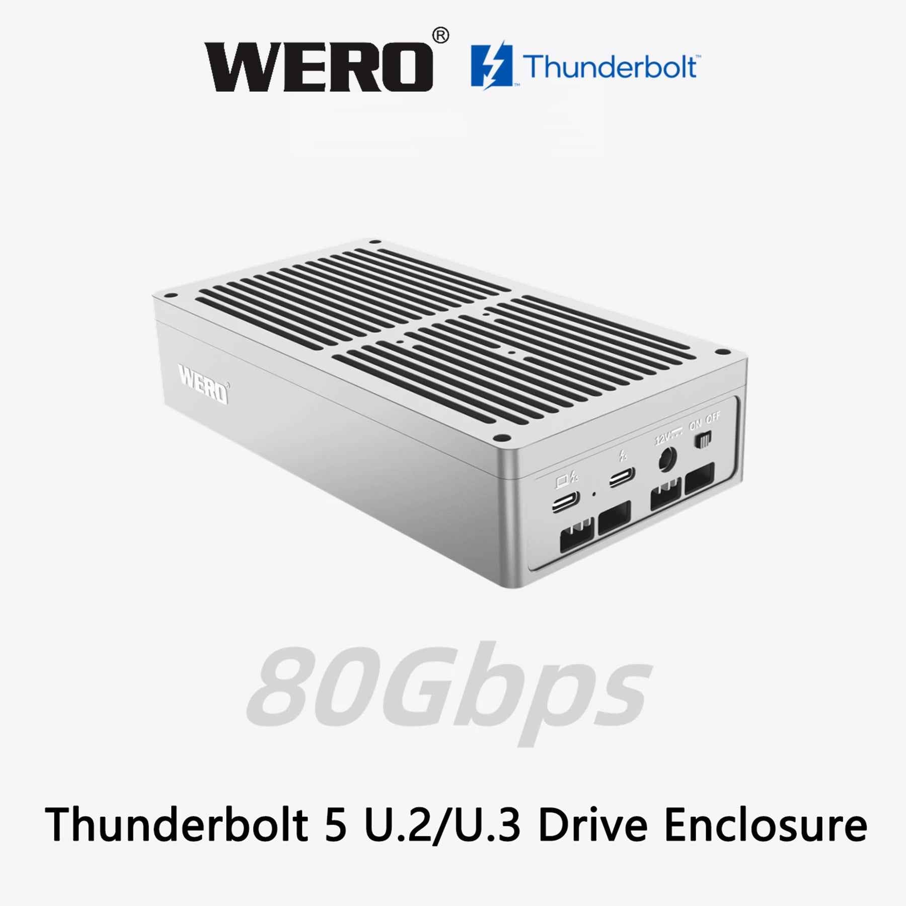 Aowell 1XU2-V80 Thunderbolt 5 U.2/U.3 NVMe & SATA SSD Enclosure – 80Gbps