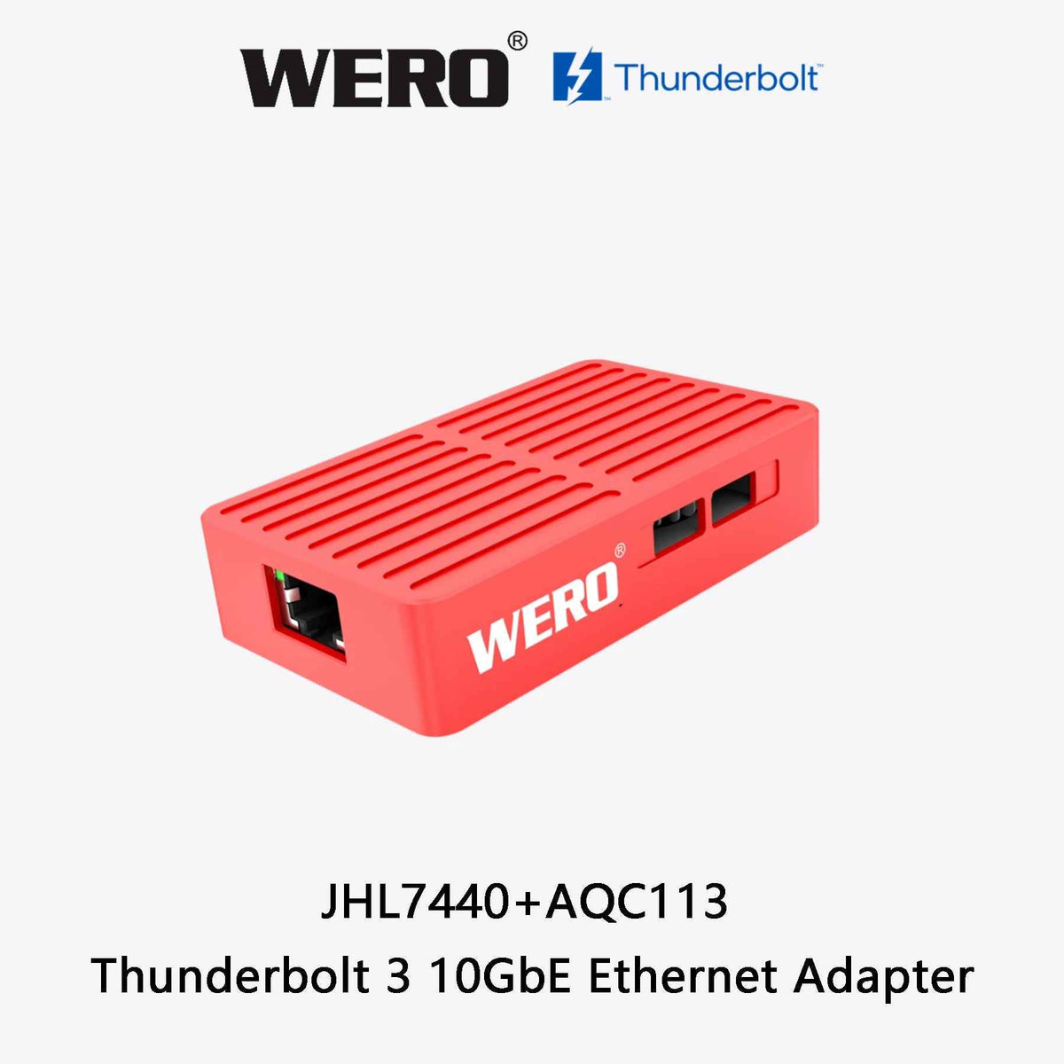 WERO Thunderbolt 3 to 10GbE Ethernet Adapter – 10G RJ45 Network Adapter for Mac & PC, Thunderbolt 4/5 Compatible, Bus-Powered