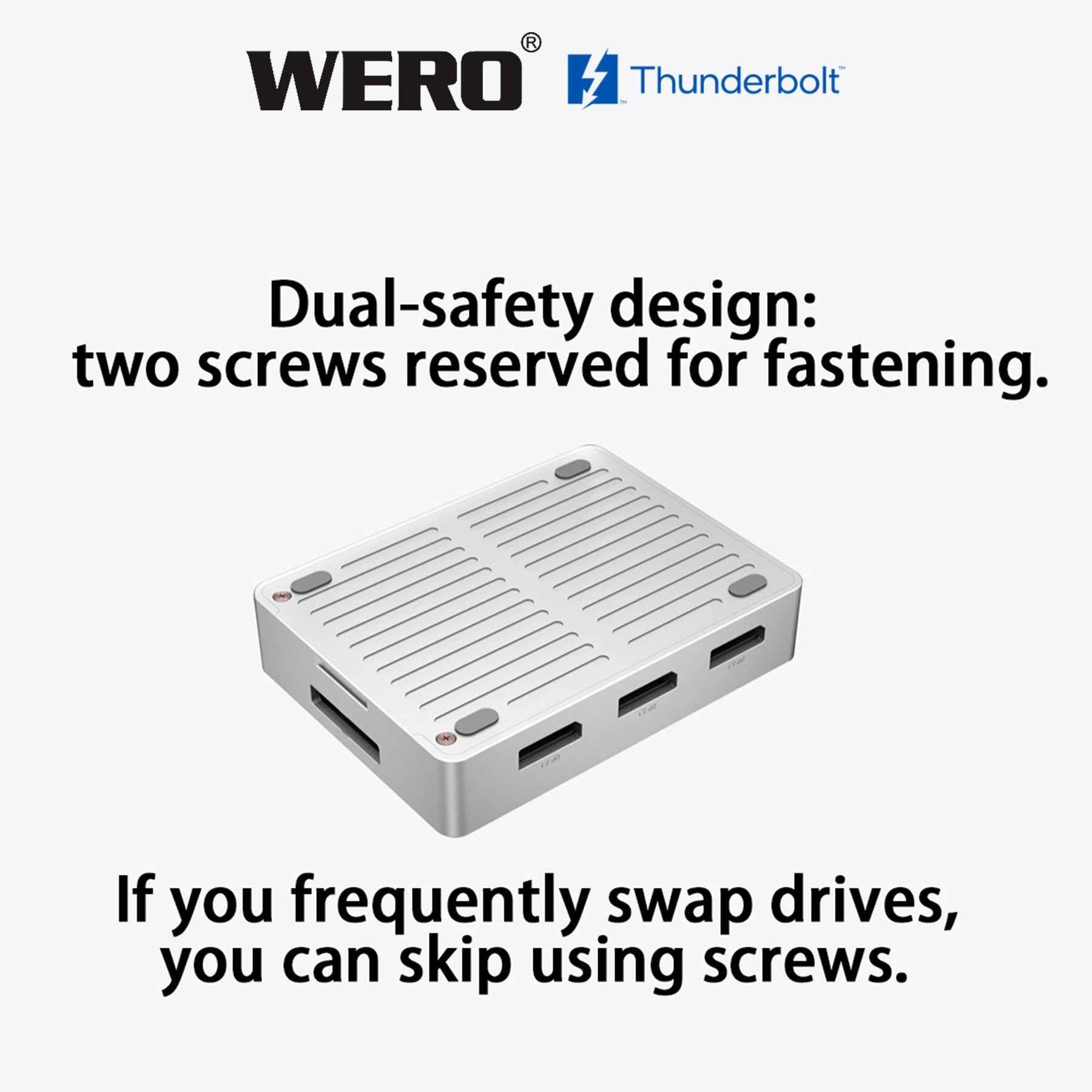 WERO Thunderbolt 5 Power-Free Dock | 3x DP 2.1, Built-in PCIe 5.0 SSD Enclosure, 7000MB/s, for Mac & Windows