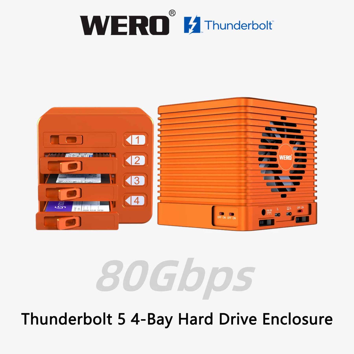 WERO Thunderbolt 5 4-Bay U.2 SSD Enclosure | 80Gbps External NVMe Storage (CUBE Series)