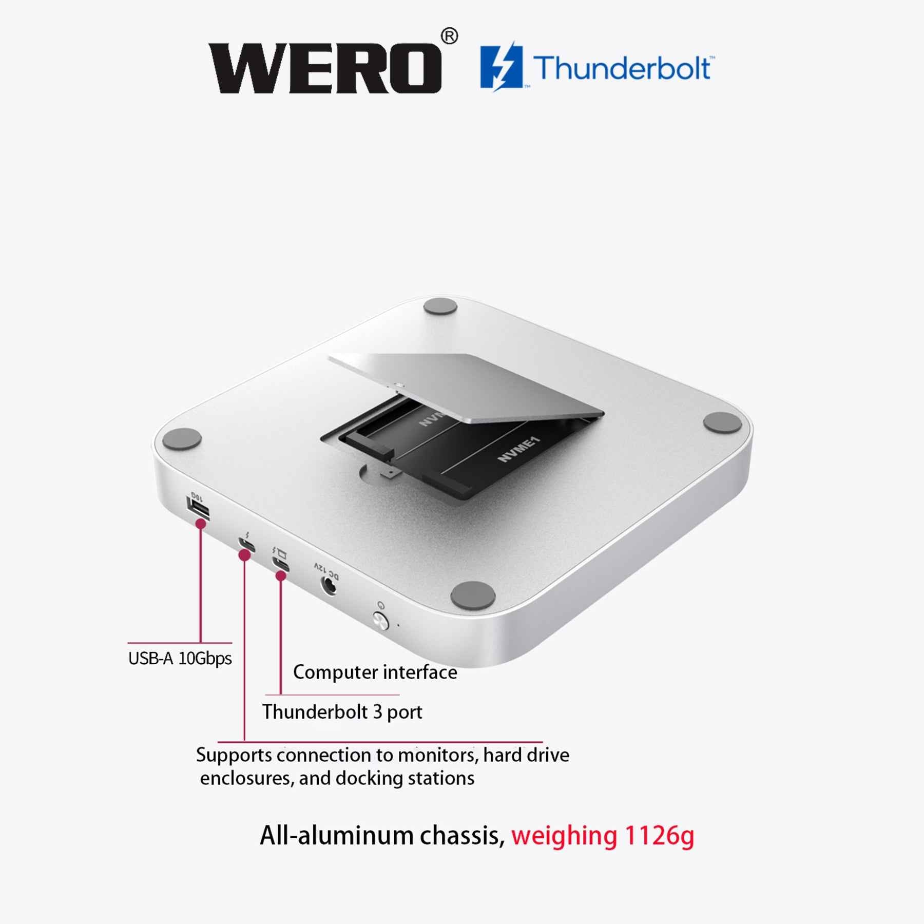 WERO Thunderbolt 3 Dock for Mac Mini &amp; Mac Studio | Dual NVMe SSD Expansion Hub