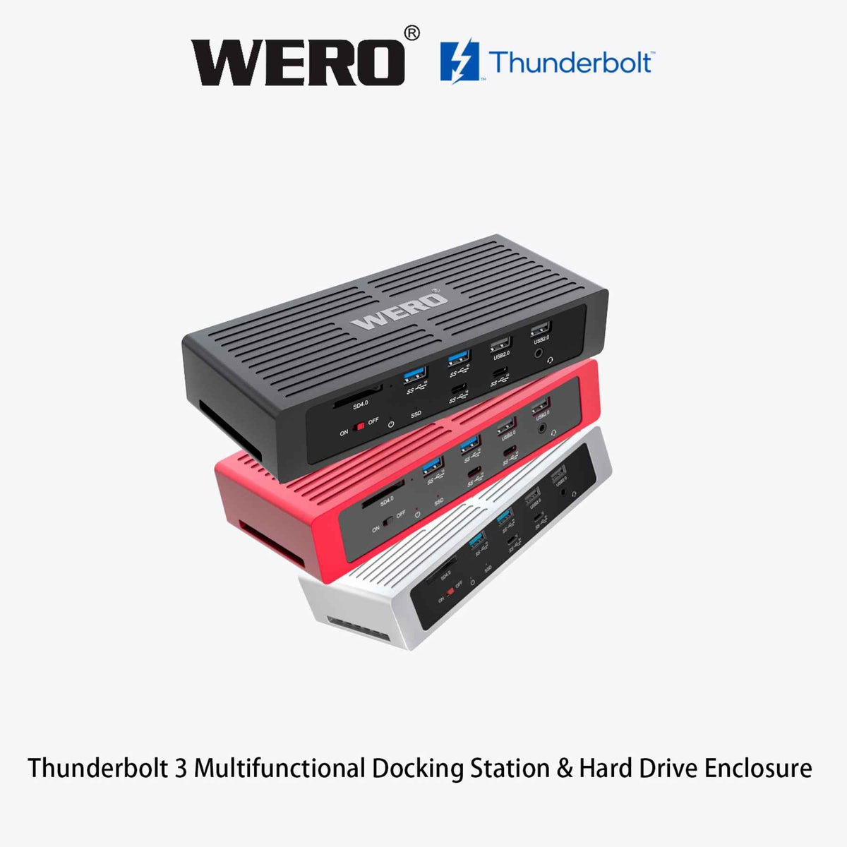 WERO Thunderbolt 3 Dock Ultimate Edition — Built-in NVMe SSD Bay, Dual 4K HDMI, 40Gbps