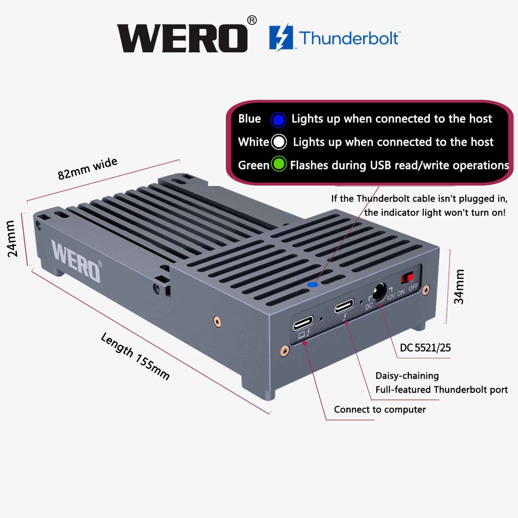 Aowell Thunderbolt 3 U.2 NVMe SSD Enclosure – 40Gbps, Single Bay, Enterprise-Grade