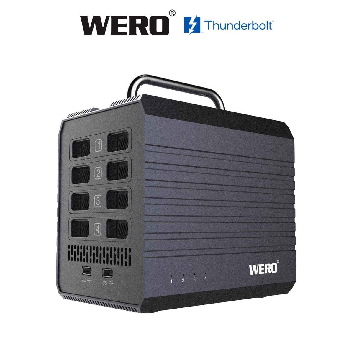 WERO Thunderbolt 3 4-Bay U.2 SSD Enclosure | 40Gbps External NVMe Storage with 85W PD