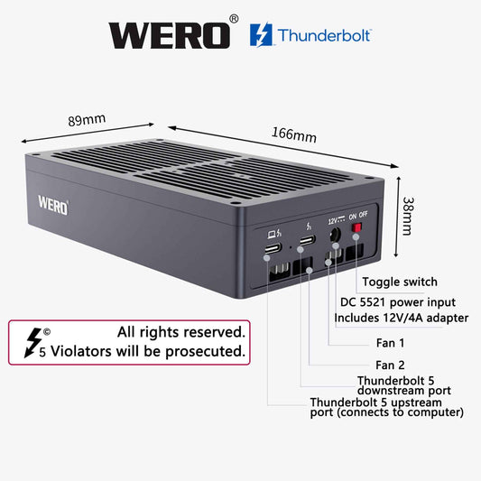 Aowell 1XU2-V80 Thunderbolt 5 U.2/U.3 NVMe & SATA SSD Enclosure – 80Gbps