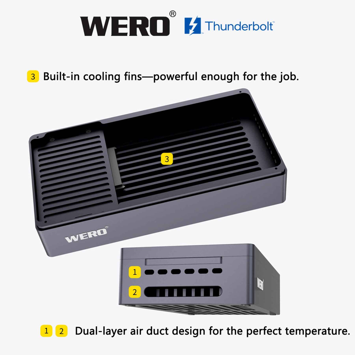 Aowell 1XU2-V80 Thunderbolt 5 U.2/U.3 NVMe & SATA SSD Enclosure – 80Gbps