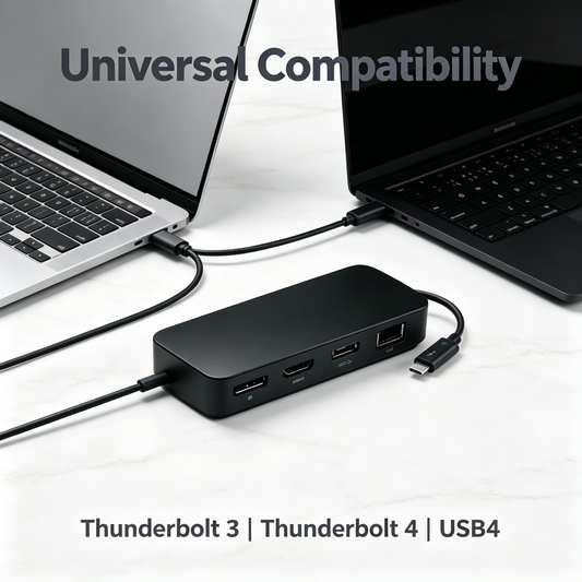 WERO Power-Free TB3 Travel Dock – Dual 4K 60Hz Bus-Powered Hub