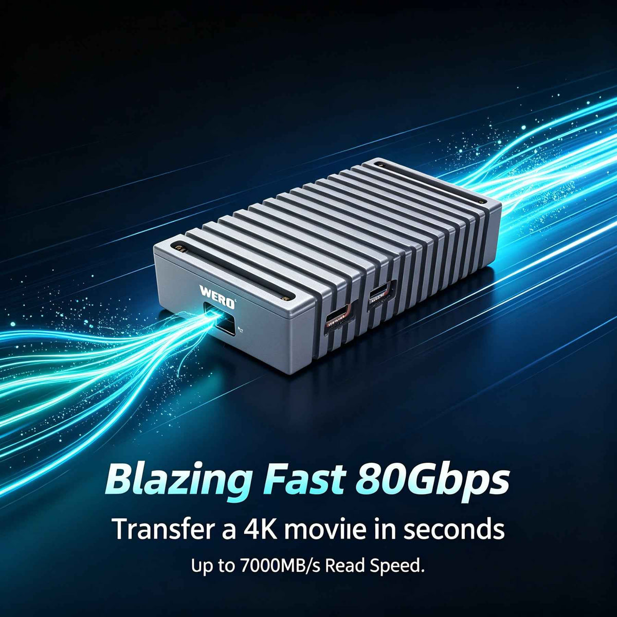 WERO Thunderbolt 5 DRP Dual-Mode M.2 SSD Enclosure | 80Gbps, PCIe 5.0, Bus-Powered, for Mac & Windows