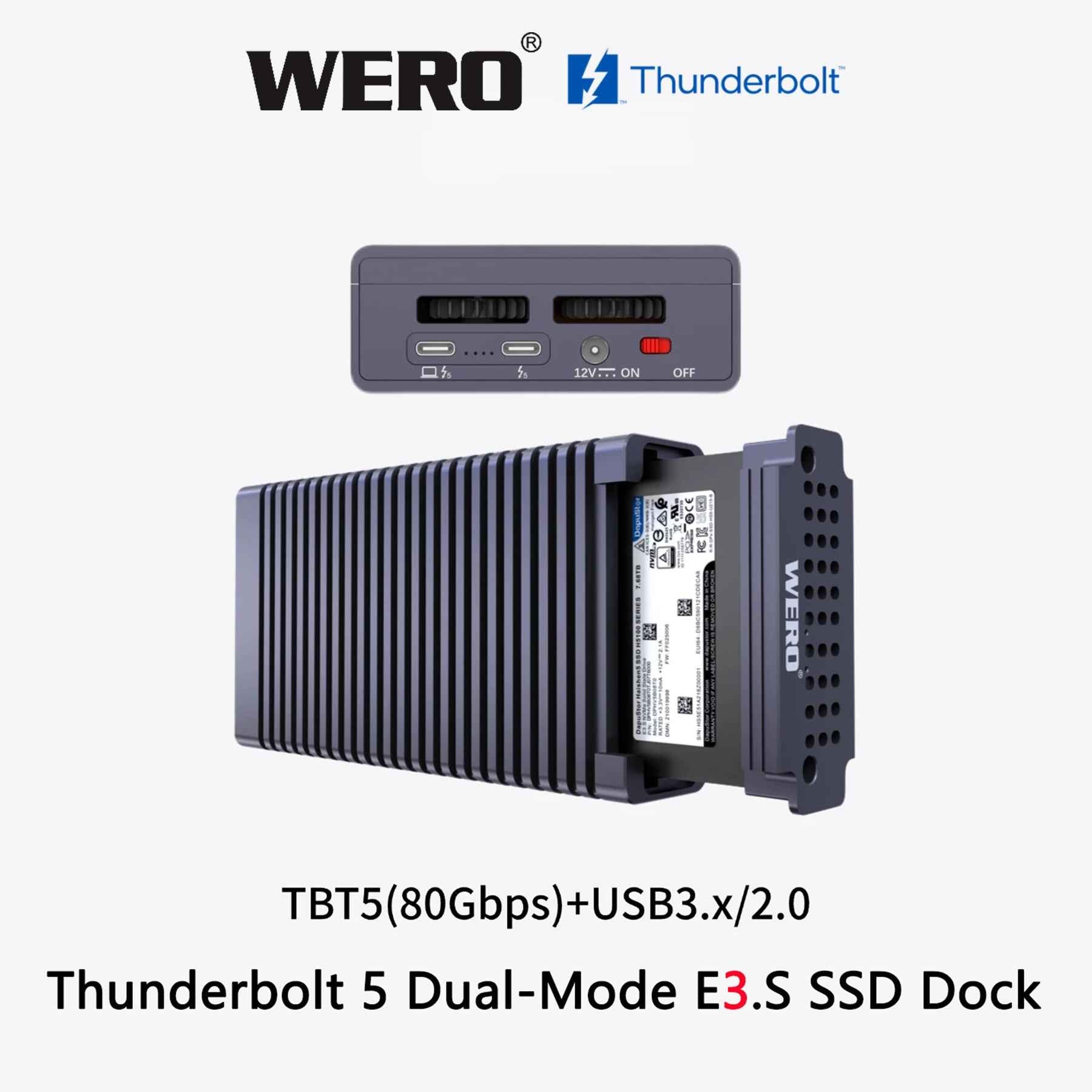 WERO Thunderbolt 5 SSD Enclosure Gen 2 – 6,000MB/s Portable NVMe M.2 Case, Active Cooling, Tool‑Free, for Mac & PC