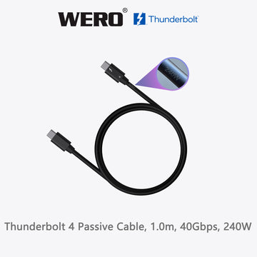 WERO Elite Intel Certified Thunderbolt 4 Passives Kabel – 40 Gbit/s 240 W EPR Vollfunktions-Typ-C-Kabel