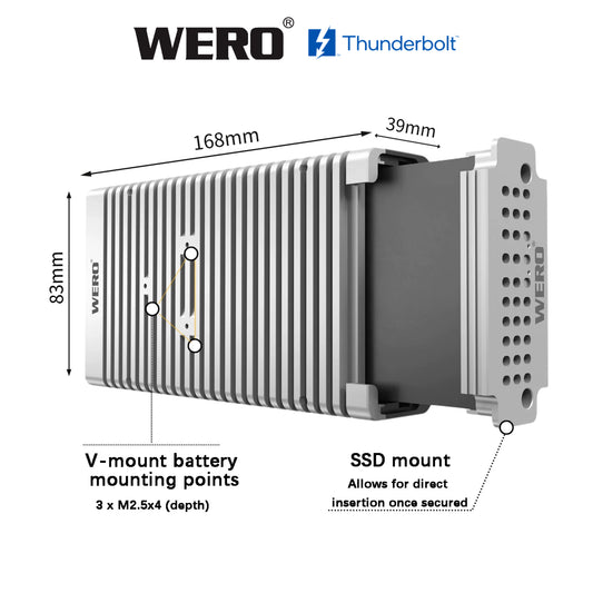 WERO Thunderbolt 5 SSD Enclosure Gen 2 – 6,000MB/s Portable NVMe M.2 Case, Active Cooling, Tool‑Free, for Mac & PC