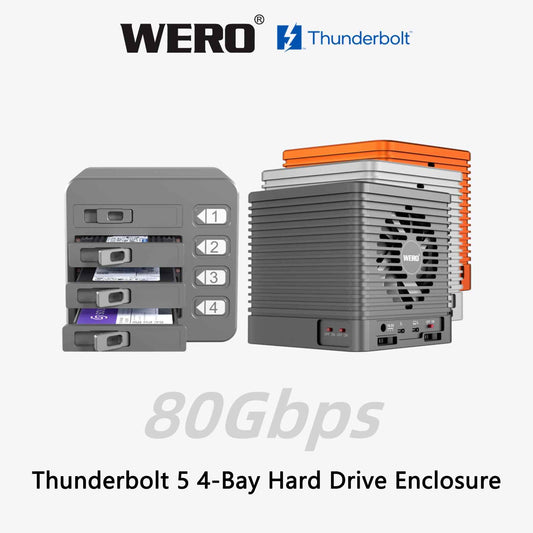 WERO Thunderbolt 5 4-Bay U.2 SSD Enclosure | 80Gbps External NVMe Storage (CUBE Series)