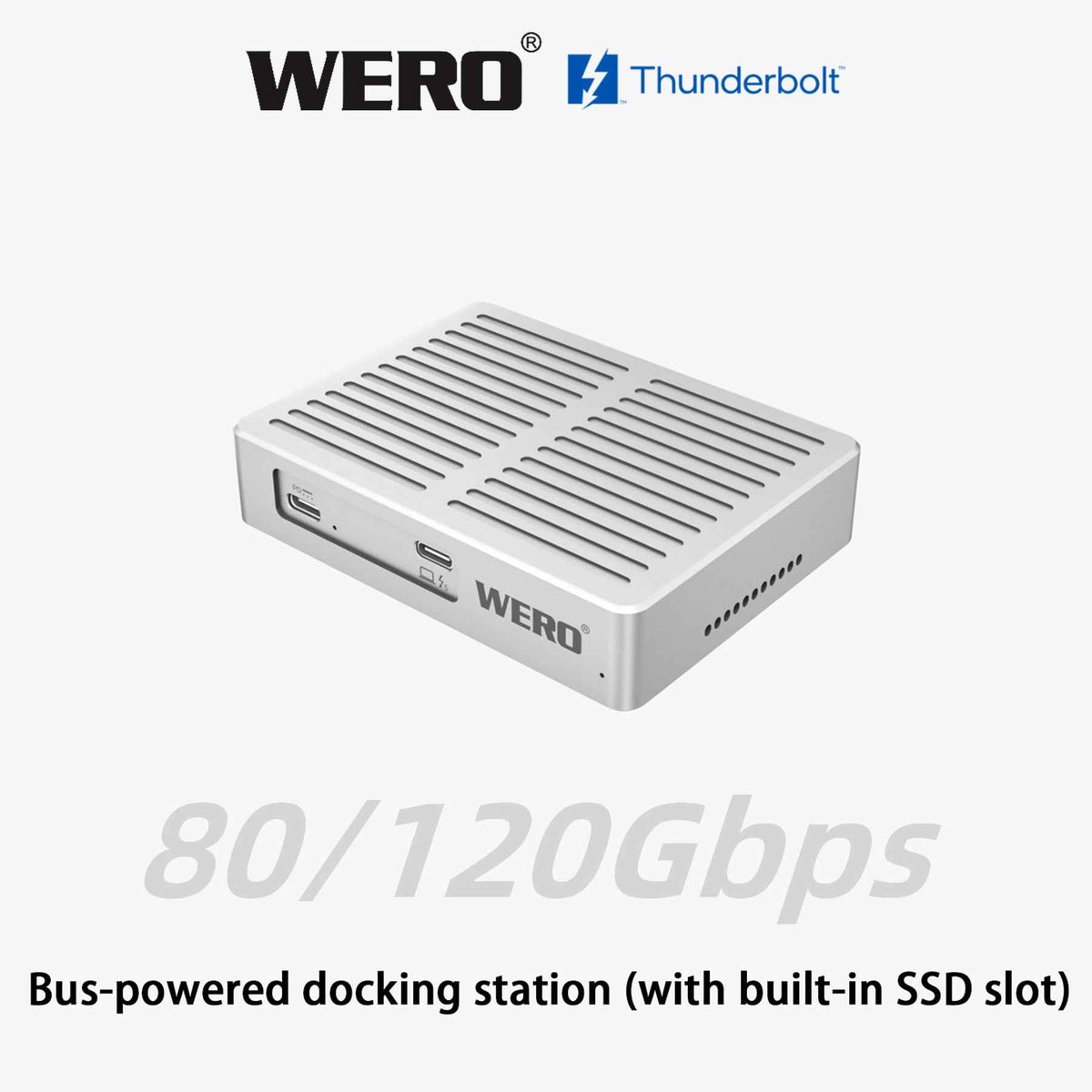 WERO Thunderbolt 5 Power-Free Dock | 3x DP 2.1, Built-in PCIe 5.0 SSD Enclosure, 7000MB/s, for Mac & Windows