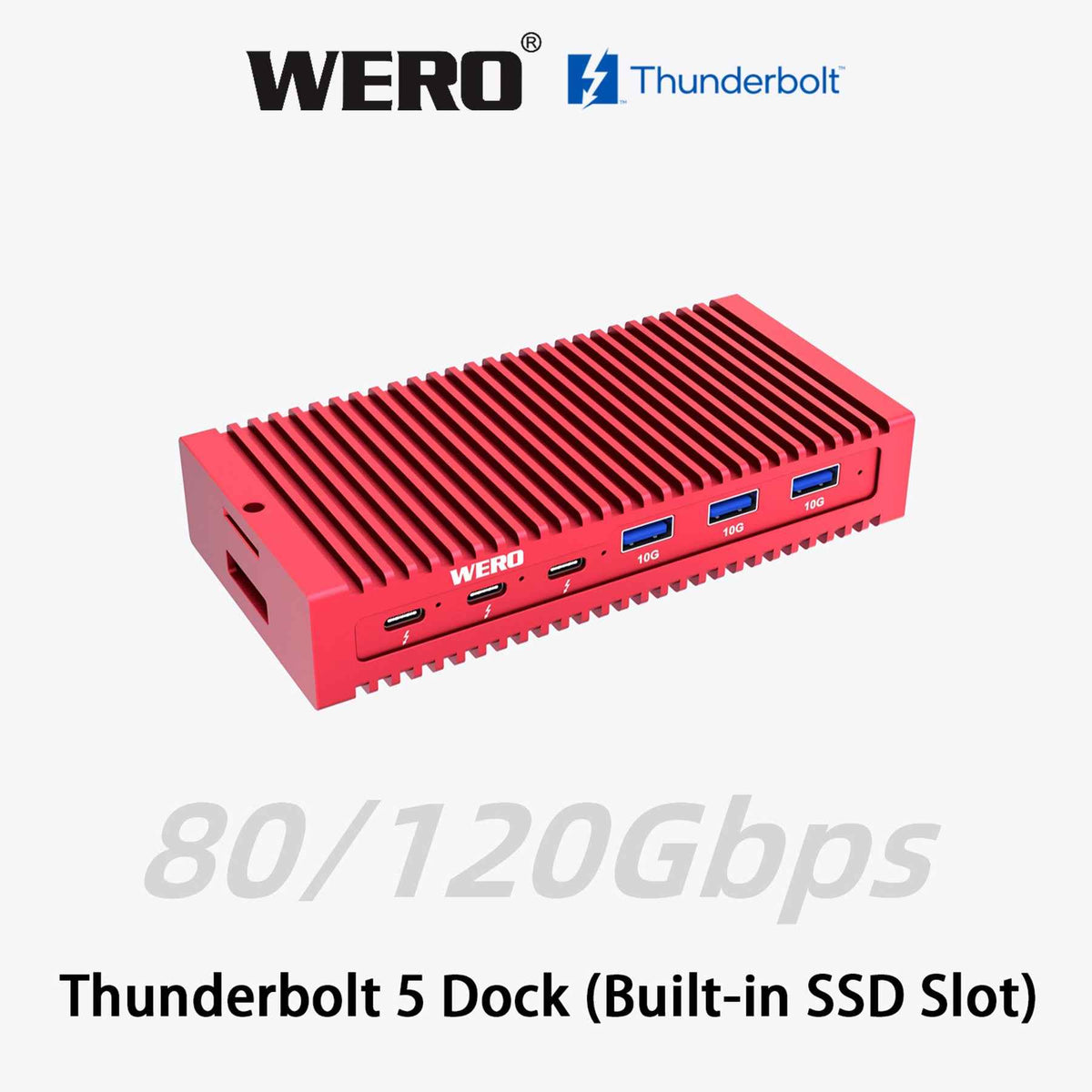 WERO Thunderbolt 5 1M2-DOCK Docking Station | 120Gbps PCIe 5.0 SSD Enclosure, 3x Thunderbolt 5 Ports, 5GbE LAN, for Mac & Windows