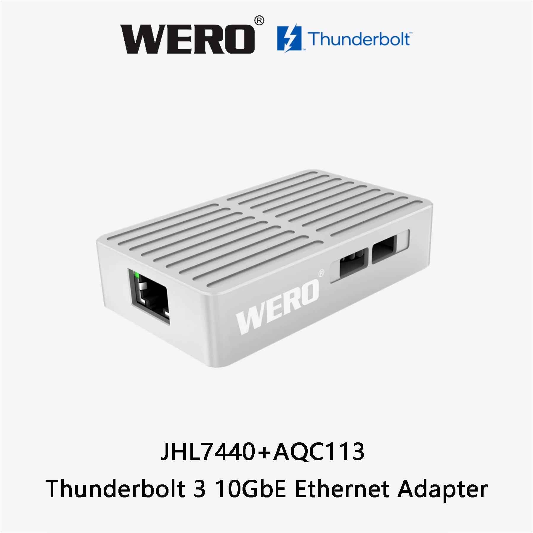 WERO Thunderbolt 3 to 10GbE Ethernet Adapter – 10G RJ45 Network Adapter for Mac & PC, Thunderbolt 4/5 Compatible, Bus-Powered