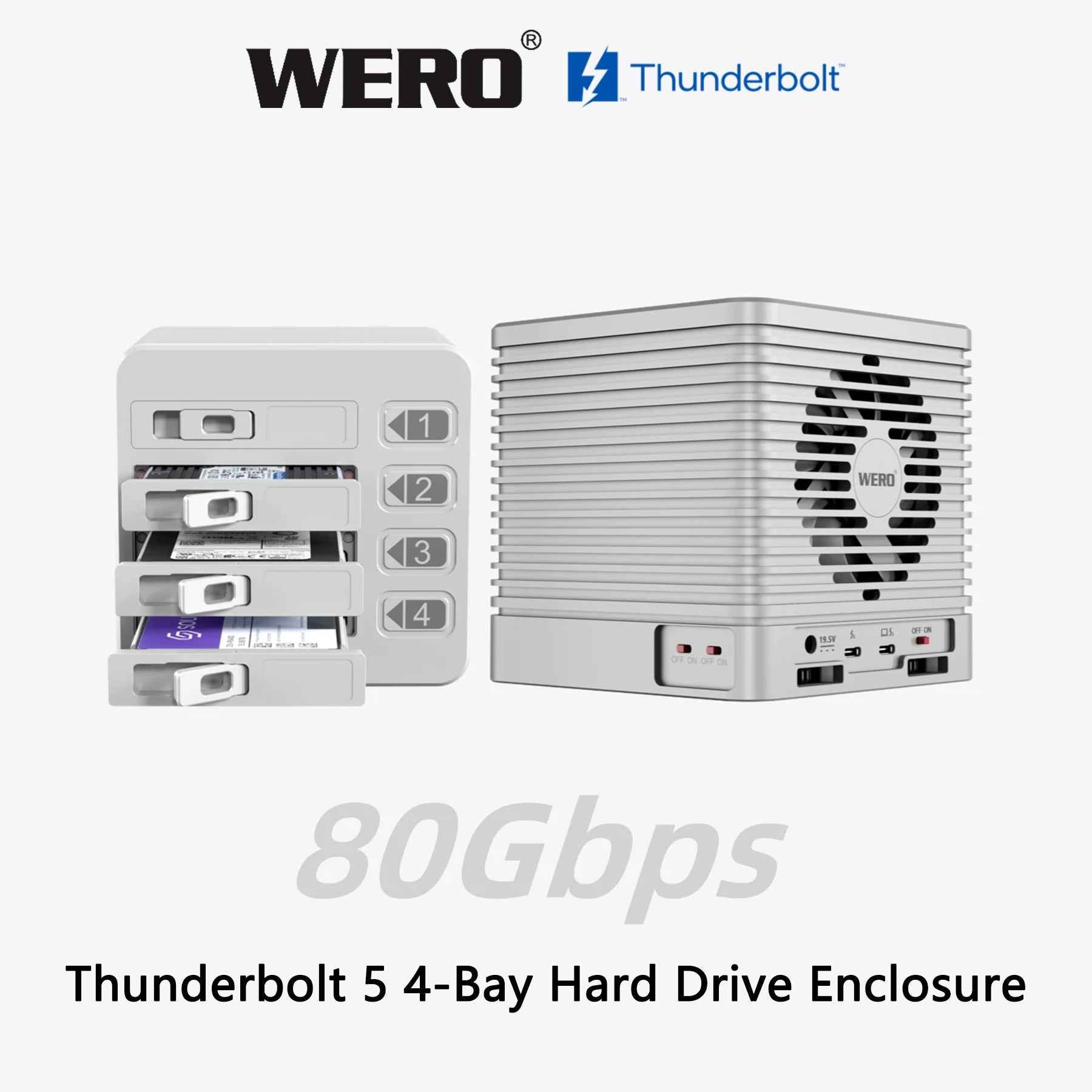 WERO Thunderbolt 5 4-Bay U.2 SSD Enclosure | 80Gbps External NVMe Storage (CUBE Series)