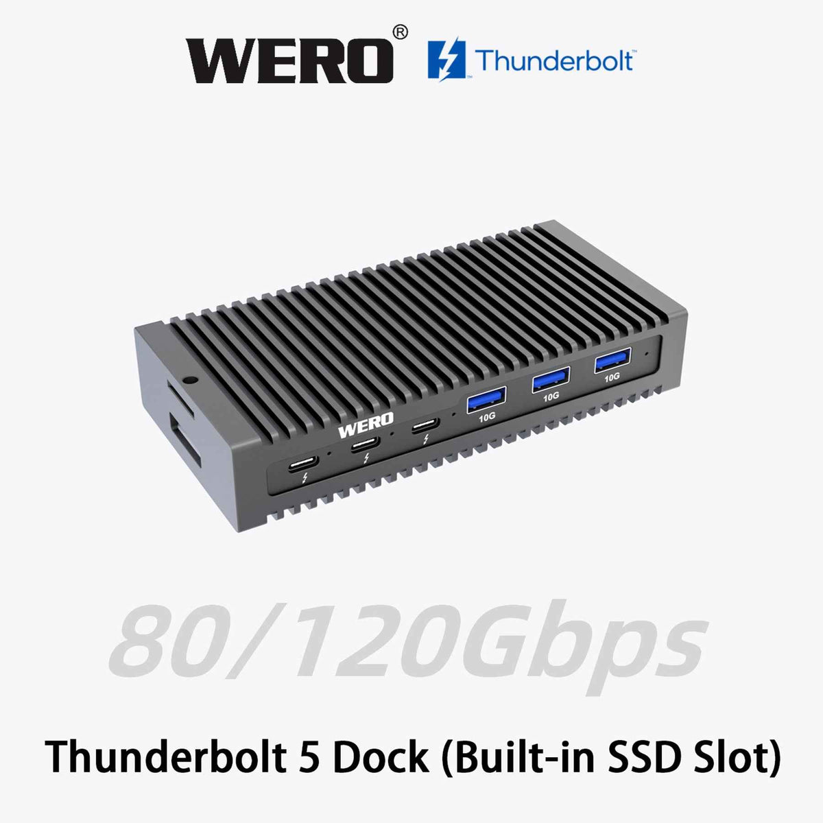 WERO Thunderbolt 5 1M2-DOCK Docking Station | 120Gbps PCIe 5.0 SSD Enclosure, 3x Thunderbolt 5 Ports, 5GbE LAN, for Mac & Windows