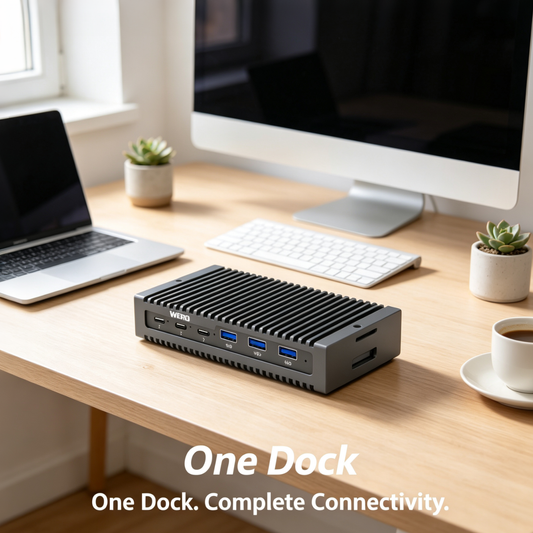 WERO Thunderbolt 5 1M2-DOCK Dockingstation | 120 Gbit/s PCIe 5.0 SSD-Gehäuse, 3x Thunderbolt 5 Ports, 5GbE LAN, für Mac & Windows