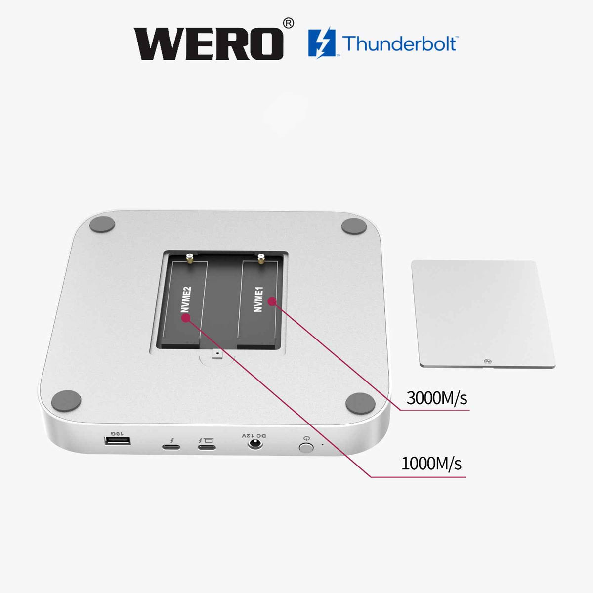 WERO Thunderbolt 3 Dock for Mac Mini &amp; Mac Studio | Dual NVMe SSD Expansion Hub