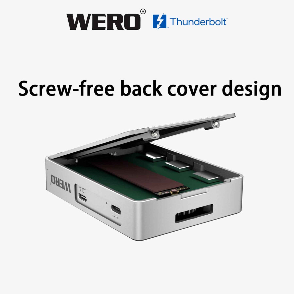 WERO Thunderbolt 5 Power-Free Dock | 3x DP 2.1, Built-in PCIe 5.0 SSD Enclosure, 7000MB/s, for Mac & Windows