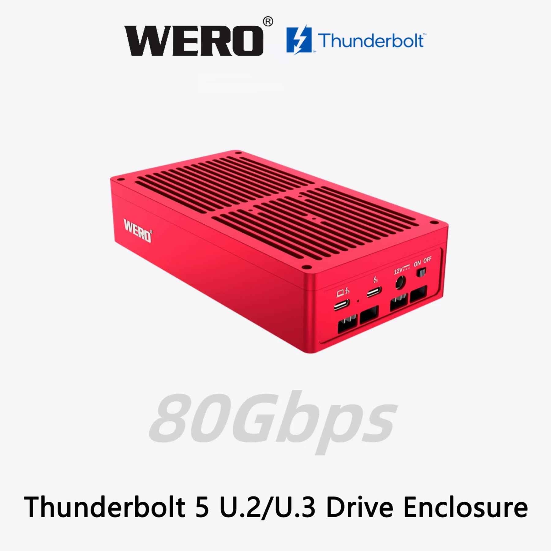 Aowell 1XU2-V80 Thunderbolt 5 U.2/U.3 NVMe & SATA SSD Enclosure – 80Gbps