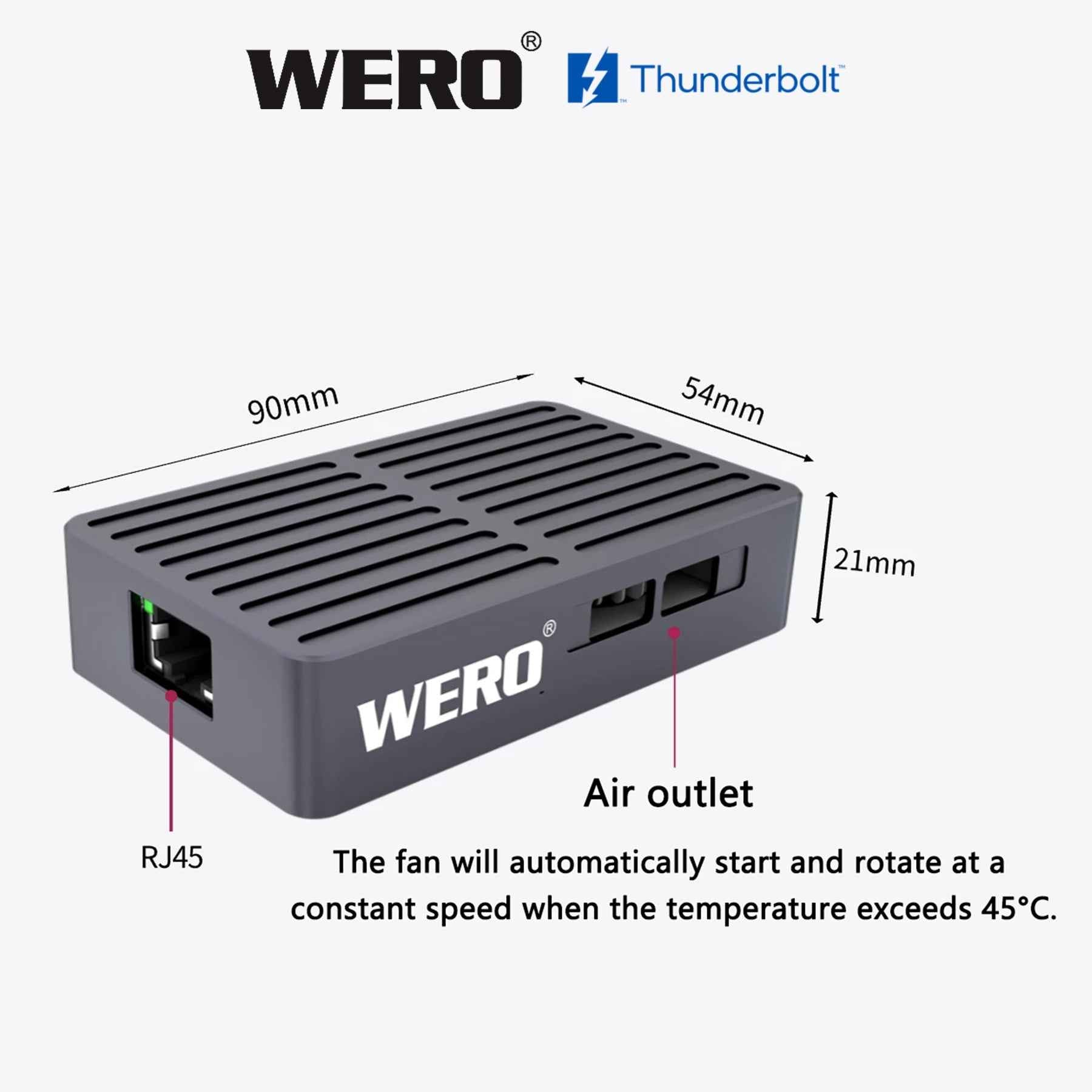 WERO Thunderbolt 3 to 10GbE Ethernet Adapter – 10G RJ45 Network Adapter for Mac & PC, Thunderbolt 4/5 Compatible, Bus-Powered