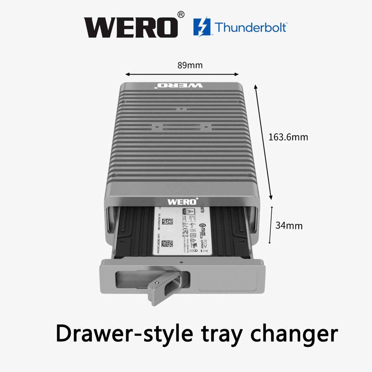 Aowell Thunderbolt 5 U.2 NVMe SSD Enclosure – 80Gbps, Single Bay, PCIe 4.0, Desktop Aluminum