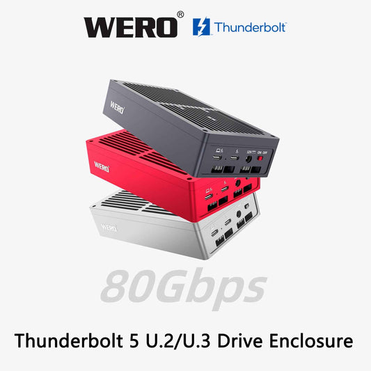 Aowell 1XU2-V80 Thunderbolt 5 U.2/U.3 NVMe & SATA SSD Enclosure – 80Gbps