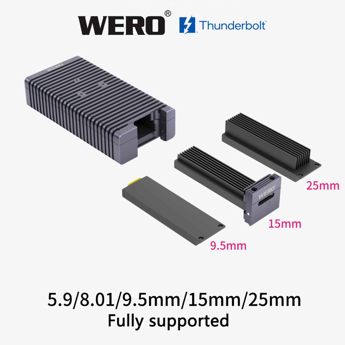 WERO Thunderbolt 5 SSD Enclosure – 6,000MB/s Portable NVMe M.2 Case with Active Cooling for Mac & PC