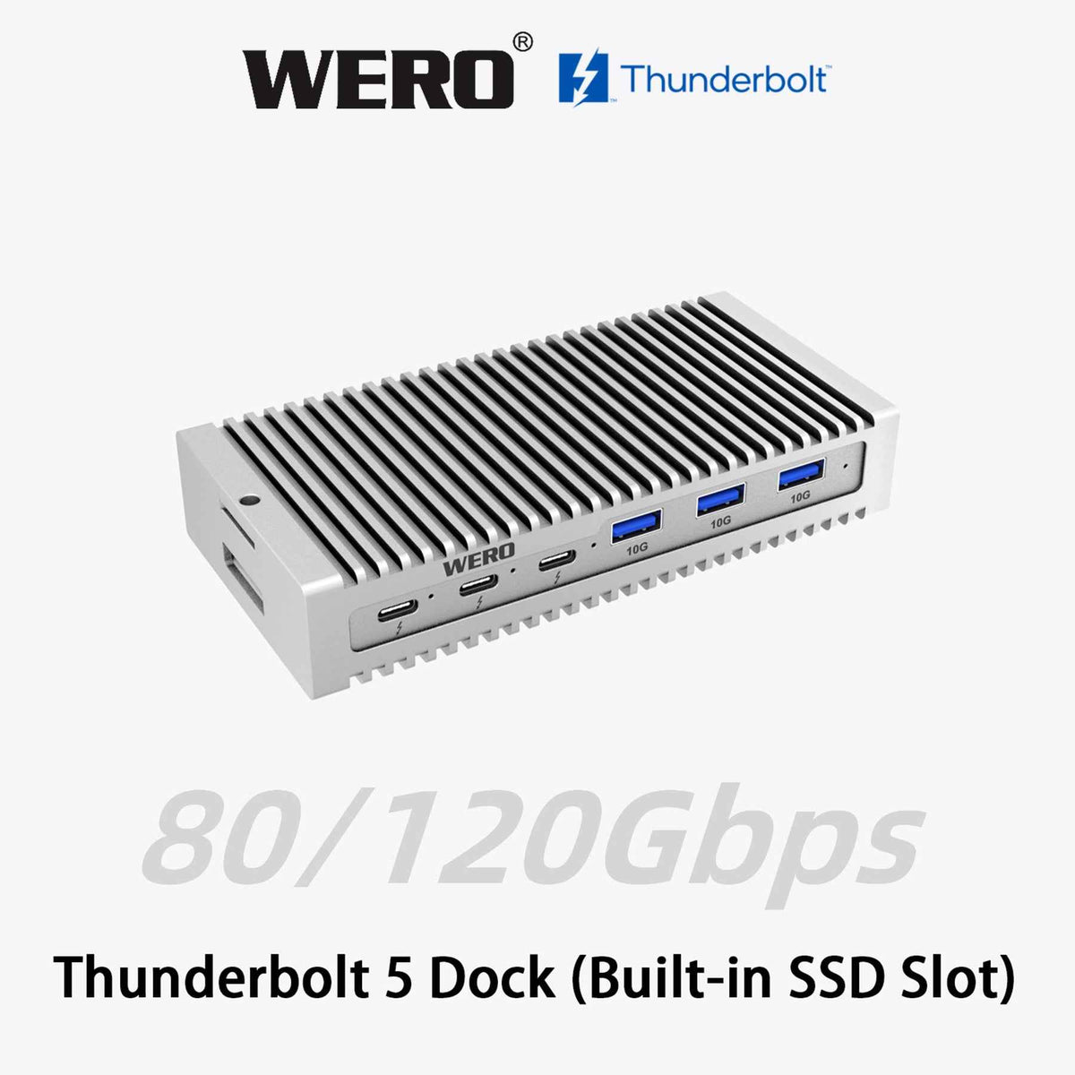 WERO Thunderbolt 5 1M2-DOCK Docking Station | 120Gbps PCIe 5.0 SSD Enclosure, 3x Thunderbolt 5 Ports, 5GbE LAN, for Mac & Windows