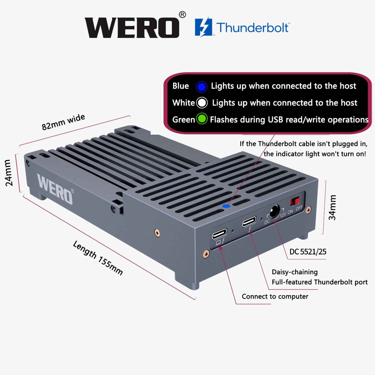 Aowell Thunderbolt 3 U.2 NVMe SSD Enclosure – 40Gbps, Single Bay, Enterprise-Grade