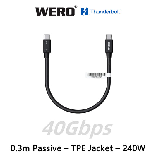 WERO Elite Intel Certified Thunderbolt 4 Passive Cable – 40Gbps 240W EPR Full Function Type-C Cord