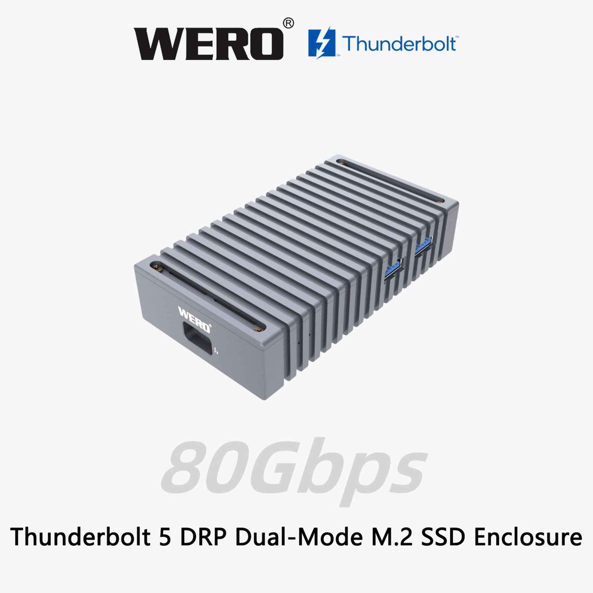 Aowell Thunderbolt 5 M.2 NVMe SSD Enclosure – 80Gbps, Single PCIe 4.0 Slot, Portable Desktop Aluminum Design
