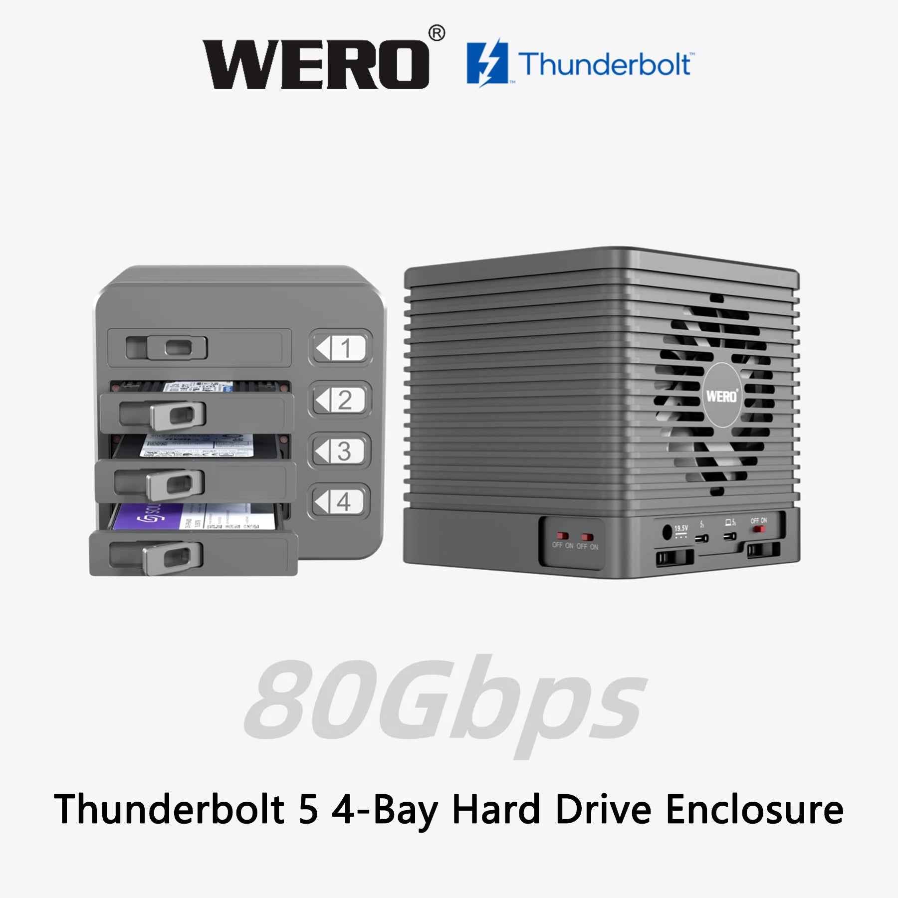 WERO Thunderbolt 5 4-Bay U.2 SSD Enclosure | 80Gbps External NVMe Storage (CUBE Series)